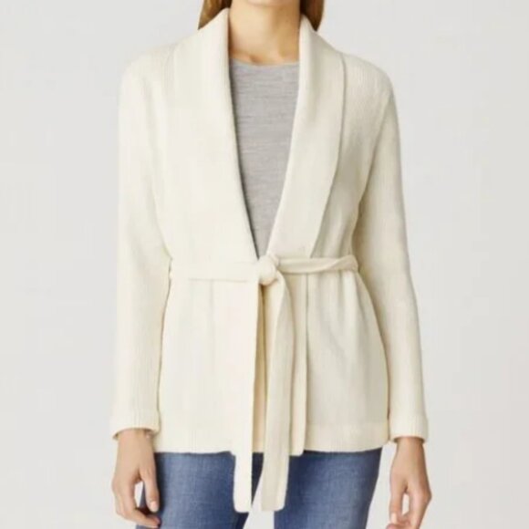 Ralph Lauren Cream Shawl Collar Wool Women's Tie Cardigan size XL - Picture 1 of 5